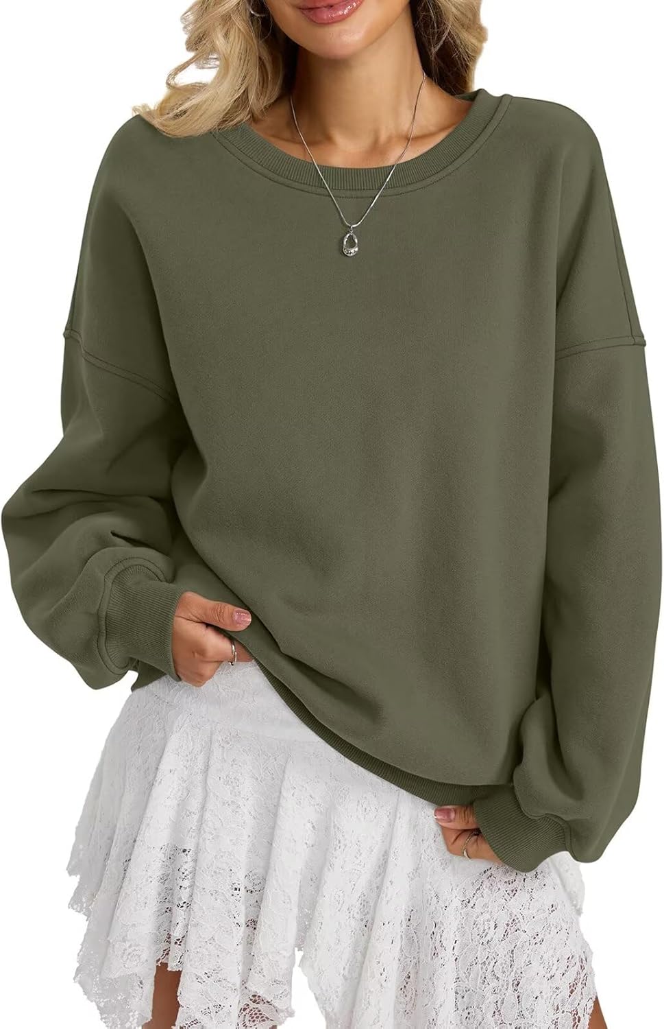 Women Fleece Sweatshirts Oversized Crewneck Pullover Trendy Long Sleeve Tops Fashion Fall Outfits Clothes 2026