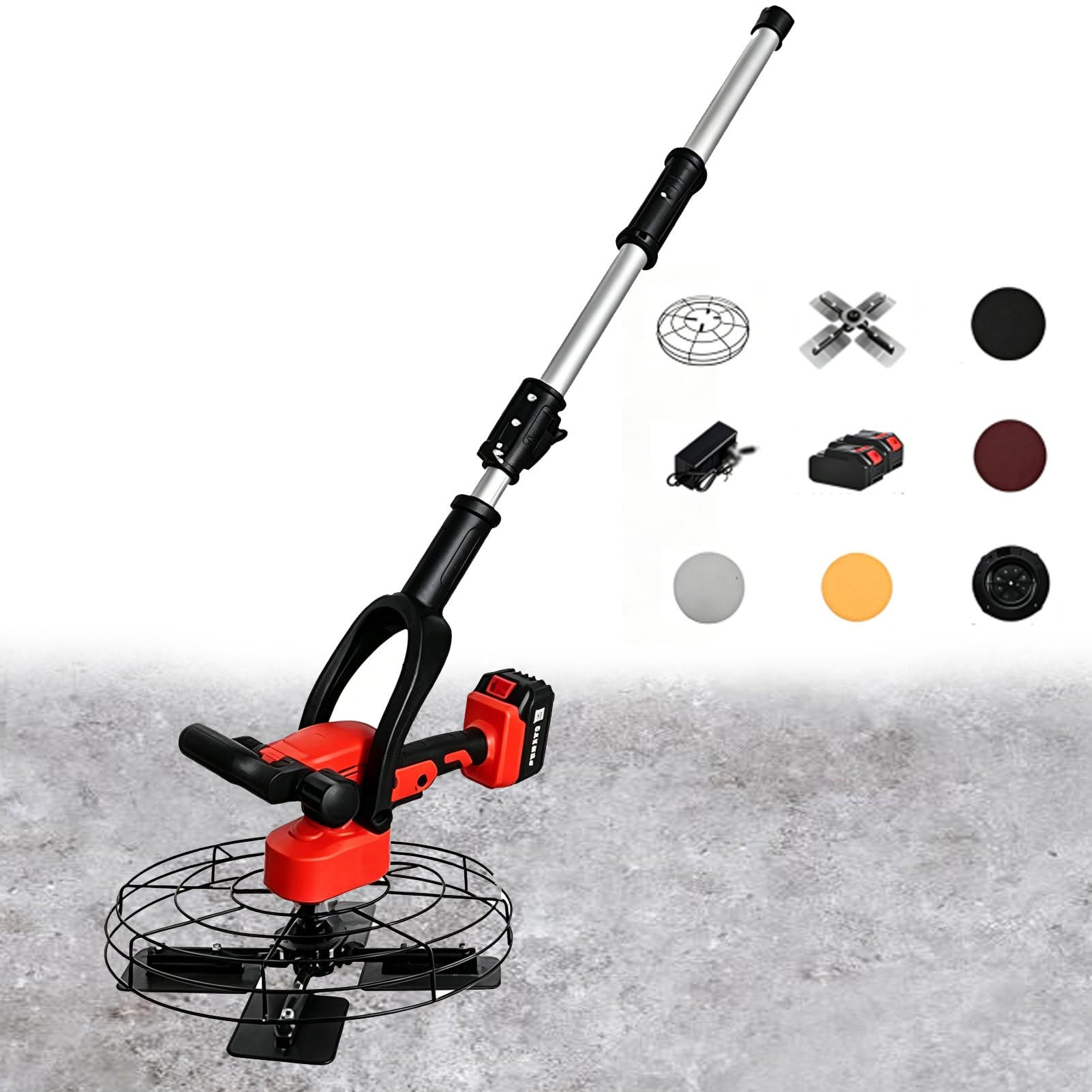 Pvxa Power Trowel, 18” Walk-Behind Cement Trowel with Float Pan, Smooth Concrete Finisher, Wall Smoothing Polishing Machine, for Concrete Cement Mortar 20000mAh