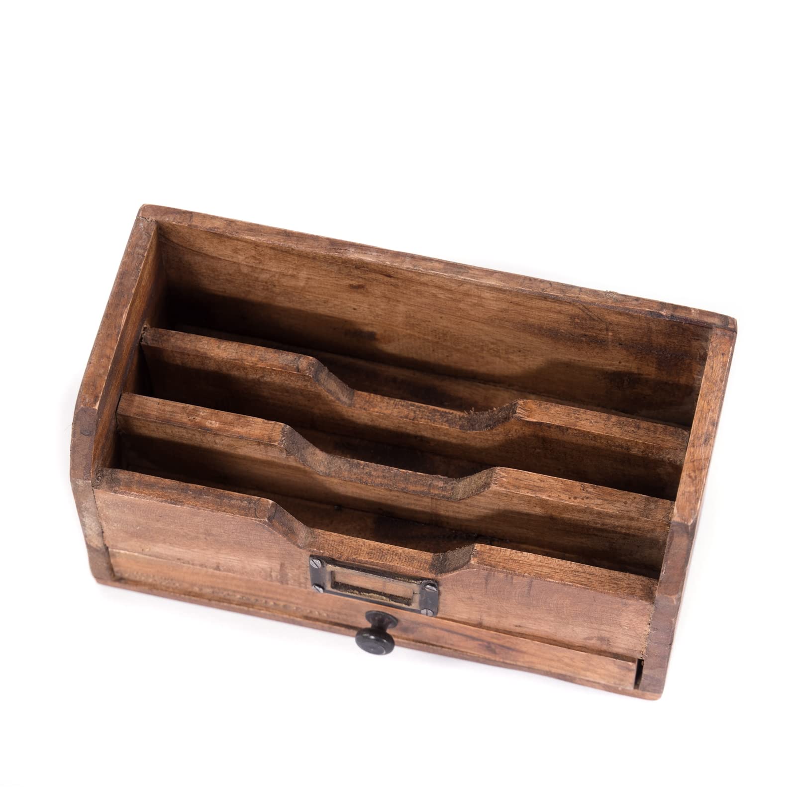 DESIGN DELIGHTS Vassoio per Lettere Juna | Legno di Mogano, 3 Scomparti con cassetto, 25 cm | Raccoglitore di Lettere, organizzatore per Ufficio, Porta Lettere, Documenti