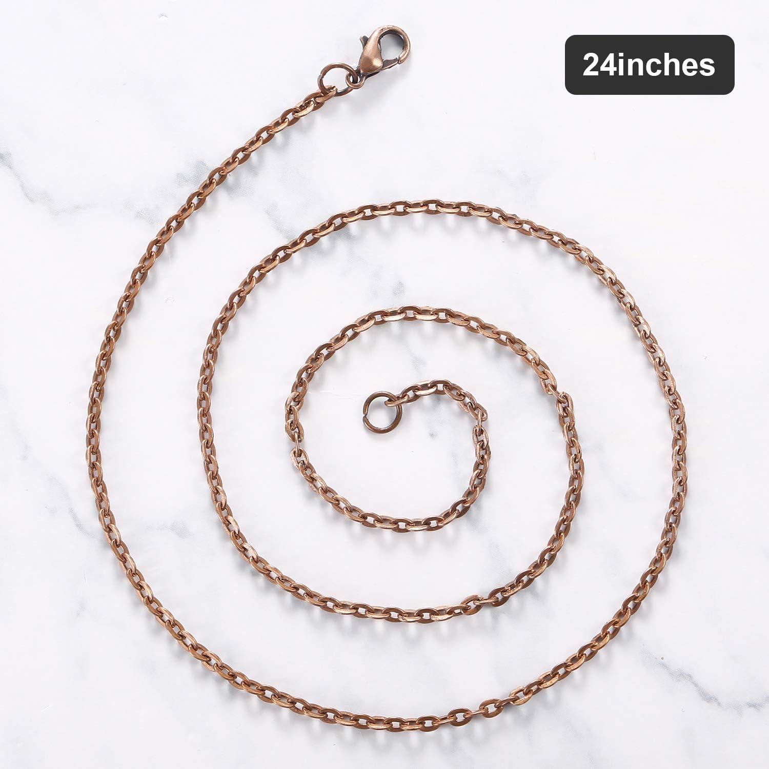 TecUnite 24 Pack Red Copper Chain for Jewelry Making, 24 Inch
