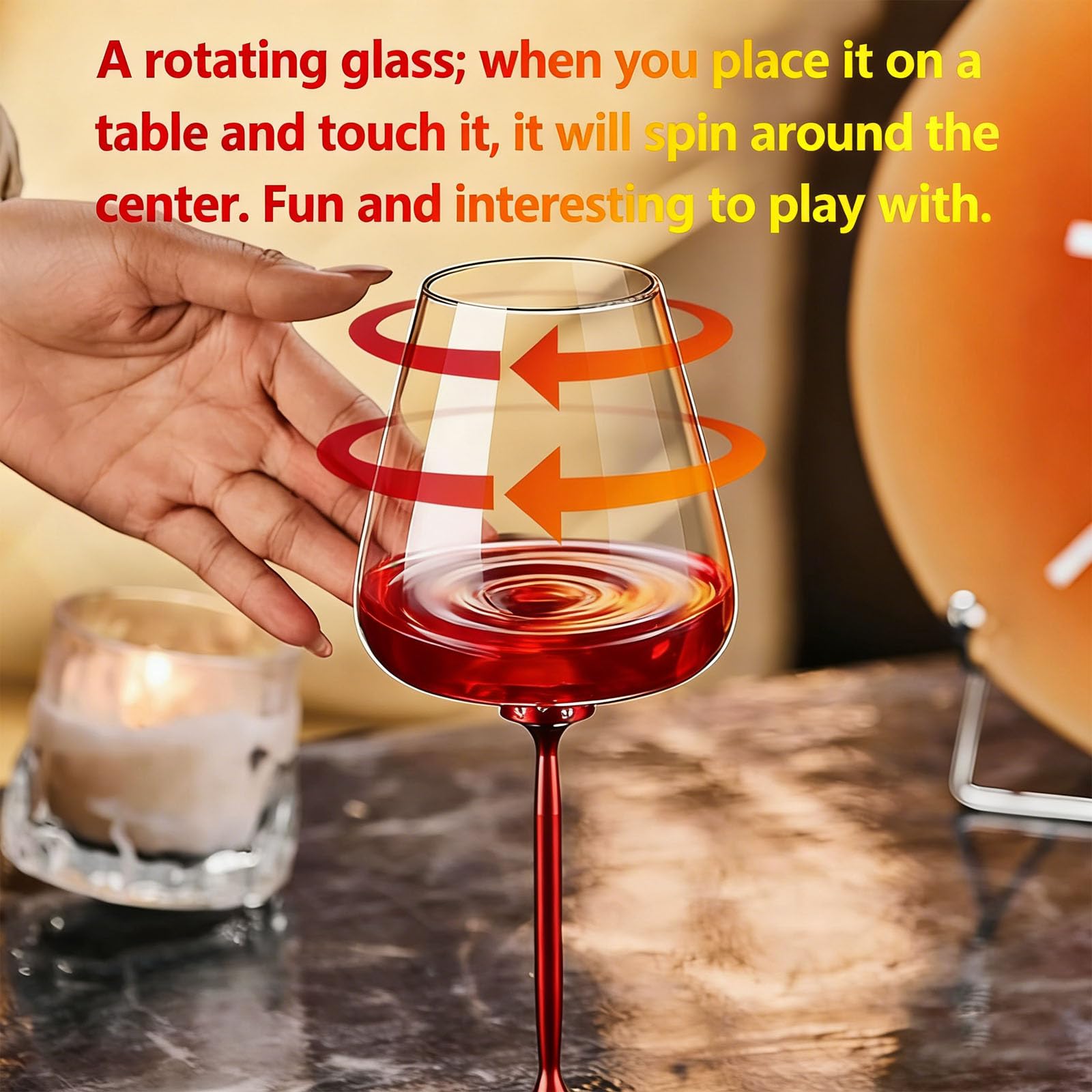 Calice da vino in cristallo, rotante con design aerato e base decorativa per vino rosso e bianco, ideale per bar e feste