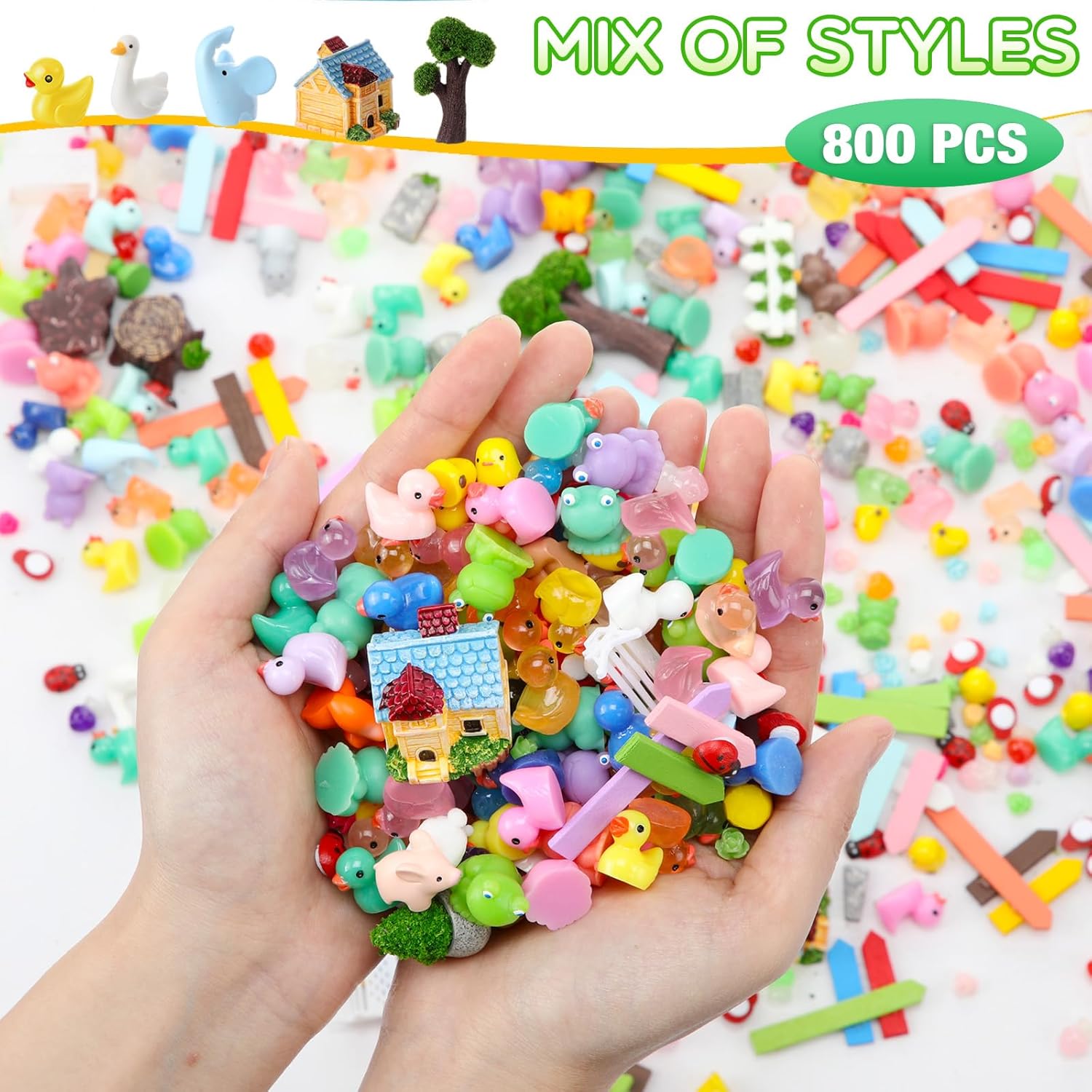 Barydat 800 Pcs Mini Resin Animals Figures Bulk Miniature Garden Accessories for Pranks Hide Party Gift Duck Tiny Resin for Crafts Micro Landscape Plant Pots (Garden)