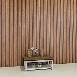 Papel de Parede Adesivo 3D Ripado, Marrom, Autocolante Decorativo, 5m x 45cm, Aplicação Fácil com Aplicador Incluso