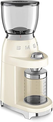 Miniatura 3 de SMEG CGF11 Molinillo de café estilo retro Molino de rebabas con 30 ajustes de molienda, rebabas cónicas de acero inoxidable, tolva extraíble
