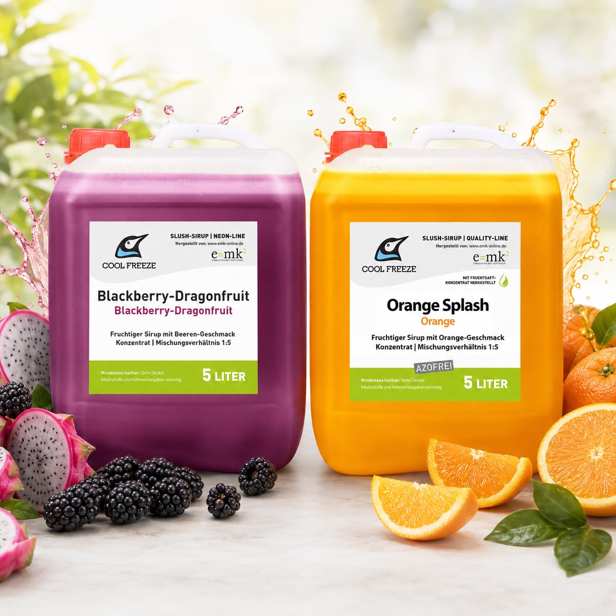2 er Set Slush Eis Sirup | Drachenfrucht und Orange aus Fruchtsaftkonzentrat | glycerin- und alkoholfrei