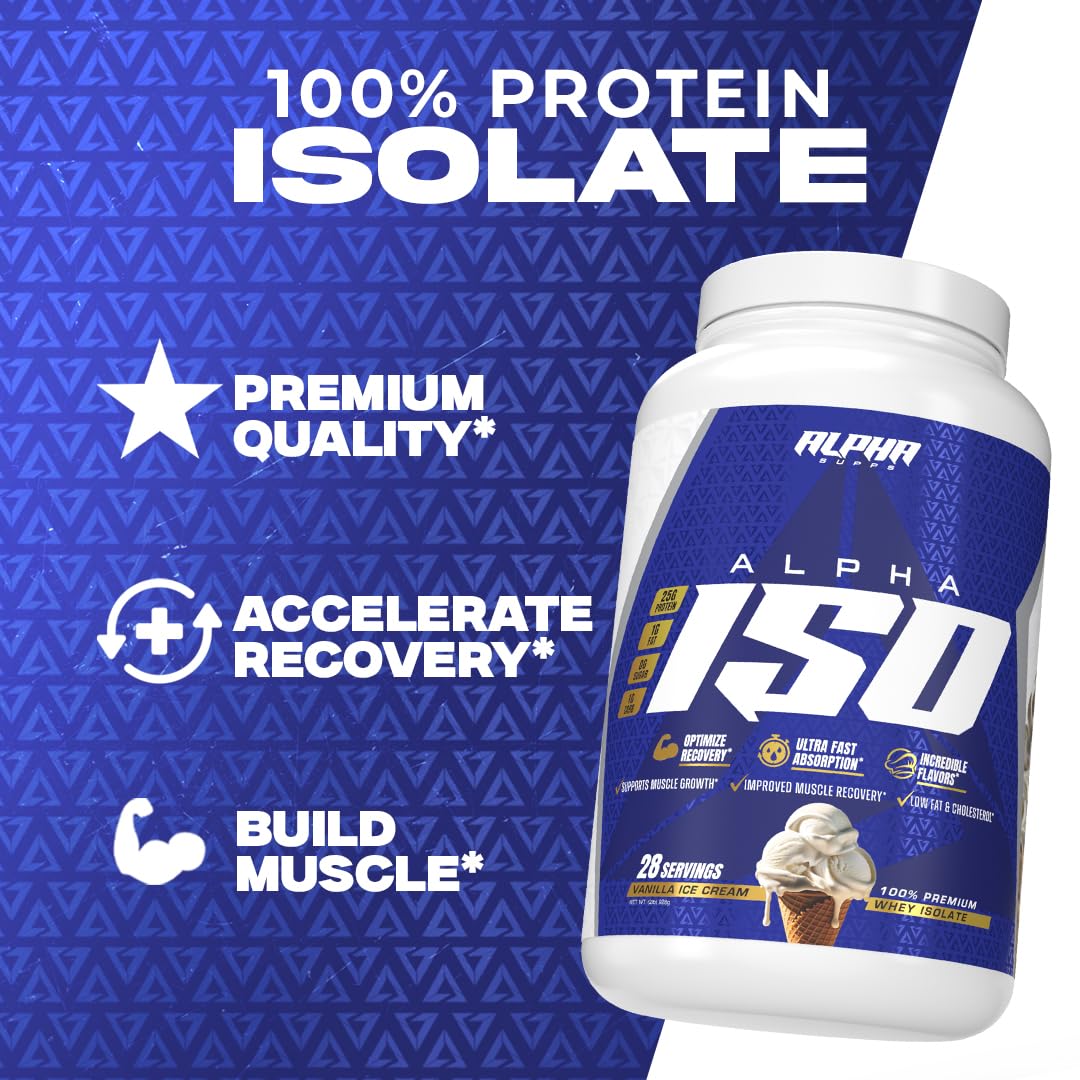 Alpha Supps ISO, Low Carb 100% Whey Protein Isolate Powder, 25 Grams Per Serving, Helps Support Muscle Growth, Low Sugar and Gluten Free (Vanilla Ice Cream, 2 lb) — Amazon image 10