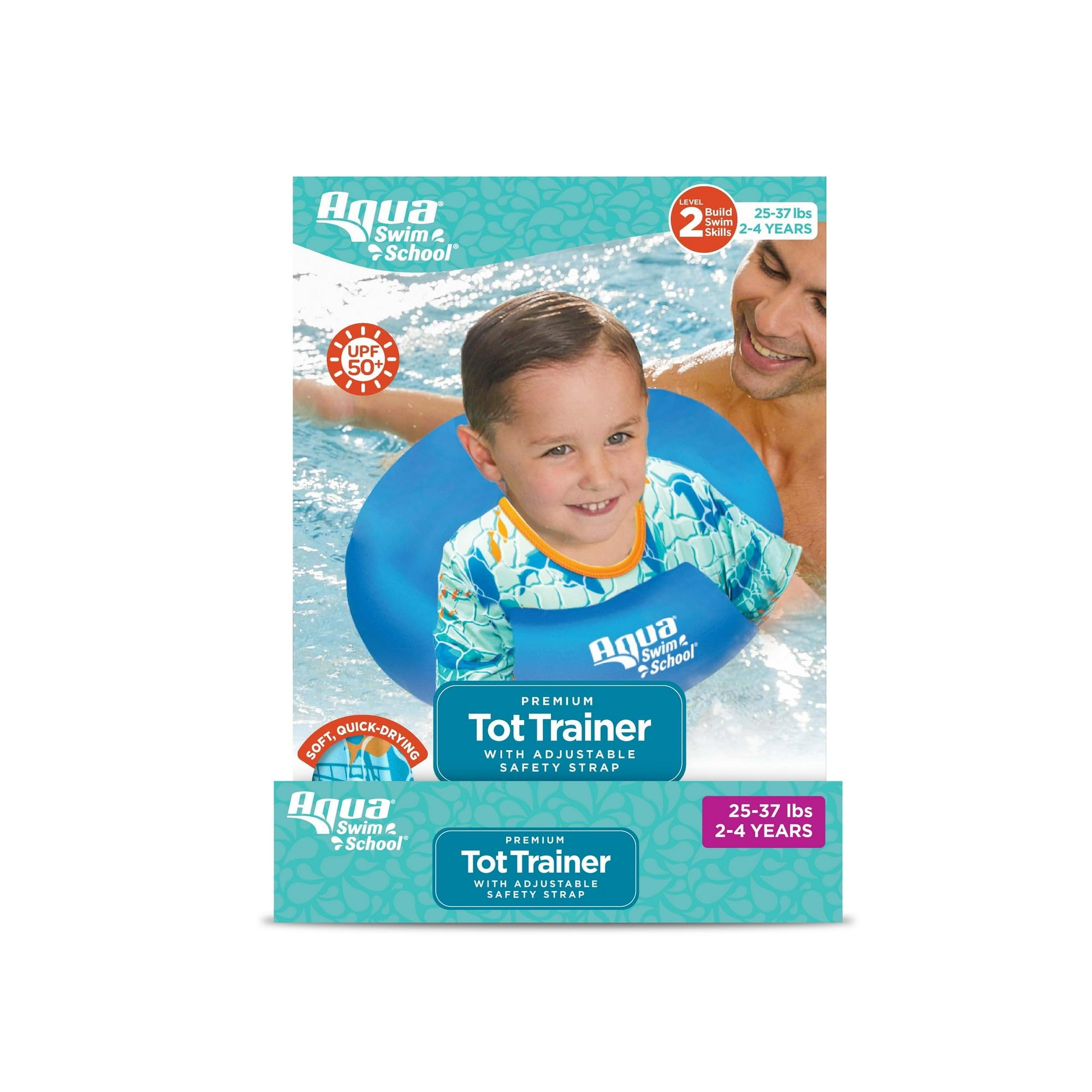 Inflatable Tot Trainer Pool Float, Adjustable Strap, Blue Sea Friends, Ages 2-4 - Secure, Adjustable Safety Strap Keeps Trainer in Place, Easily Slides Off Over Child’s Head