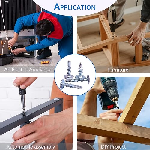 Miniatura 5 de 0.75 libras (265 piezas), tornillo Tek autoperforante con cabeza Phillips de 8 x 12 pulgadas, cabeza de truss modificada y cabeza de oblea tornillos