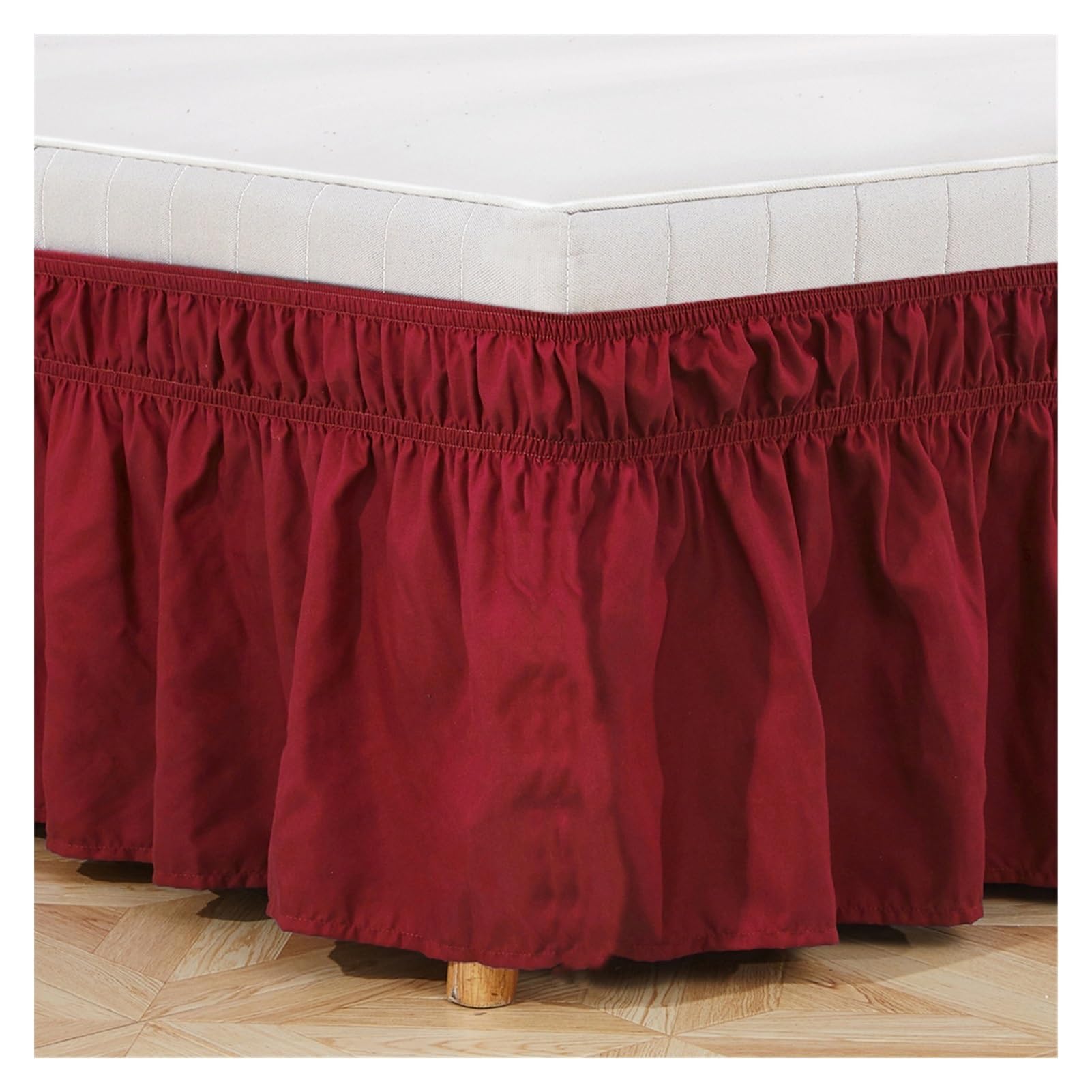 WENYOG Bed skirts Wrap Around Bed Skirt Queen King Size White Skirts Light Grey Solid Hotel Ruffles For Decoration(Burgundy,200x200x38cm)