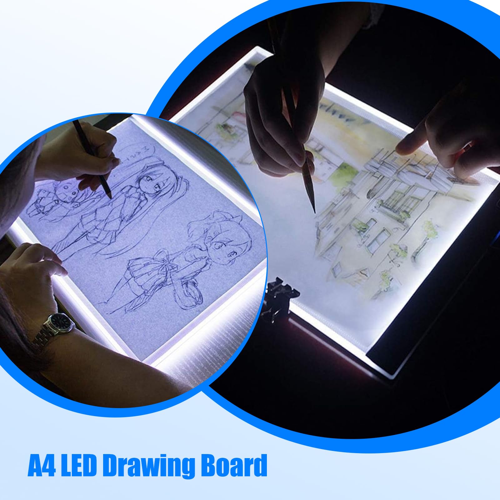 Tavoletta Luminosa A4 LED - Lavagna Per Disegno E Pittura Diamante Con Luminosit&agrave; Regolabile