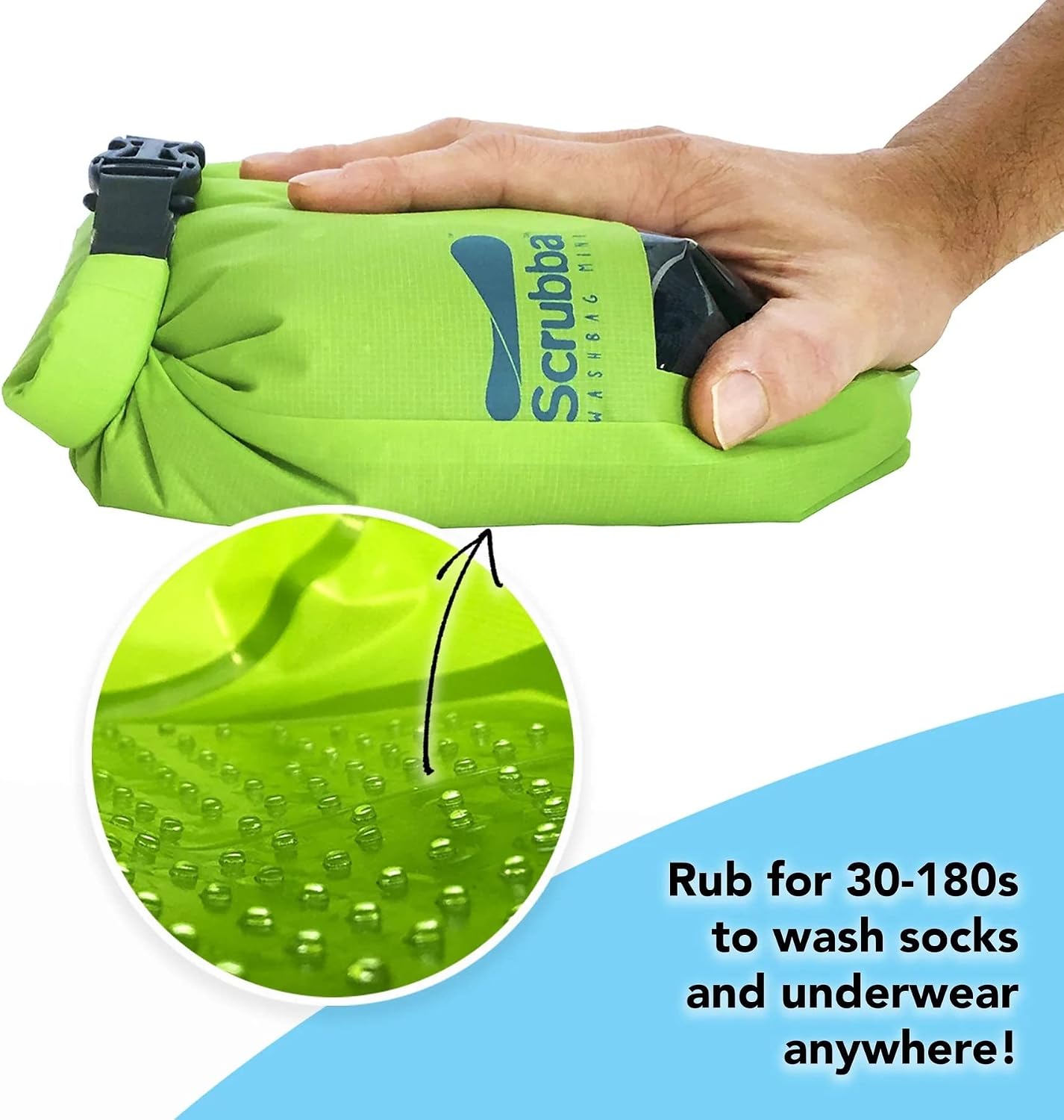 Scrubba Wash Bag MINI Ultra-Compact Washing Machine - Ideal for Travel, Camping & Hiking | Portable Washer & Dry Bag, 50% smaller than original Scrubba