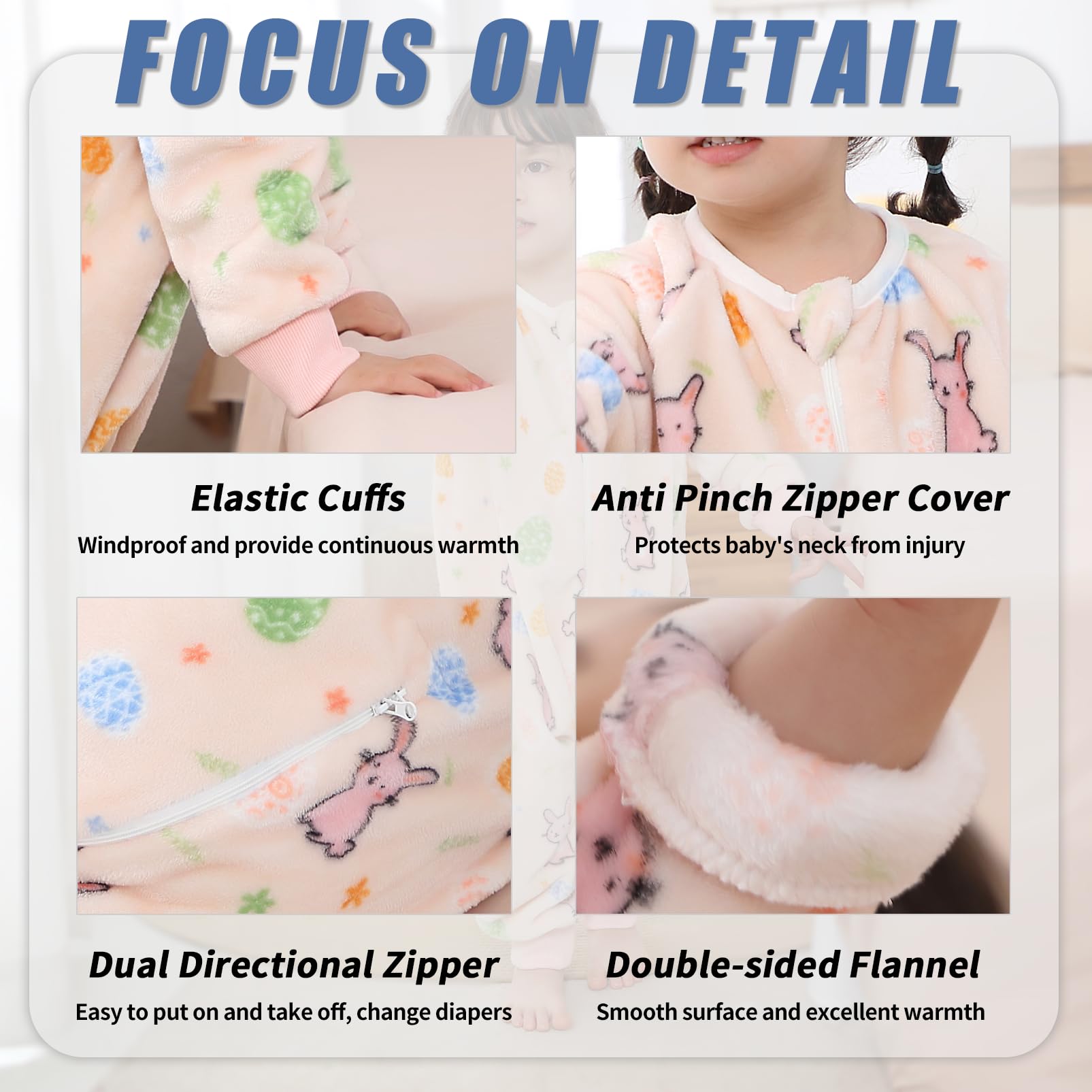 Monstoyo Sacco Nanna con Piedini Bambini Bambina, Invernale Flanella Pigiama Pagliaccetto Neonato, Maniche Lunghe & Gambe Separate Sacco a Pelo Cartone Tuta per Ragazze Ragazzi 0-6 Anni