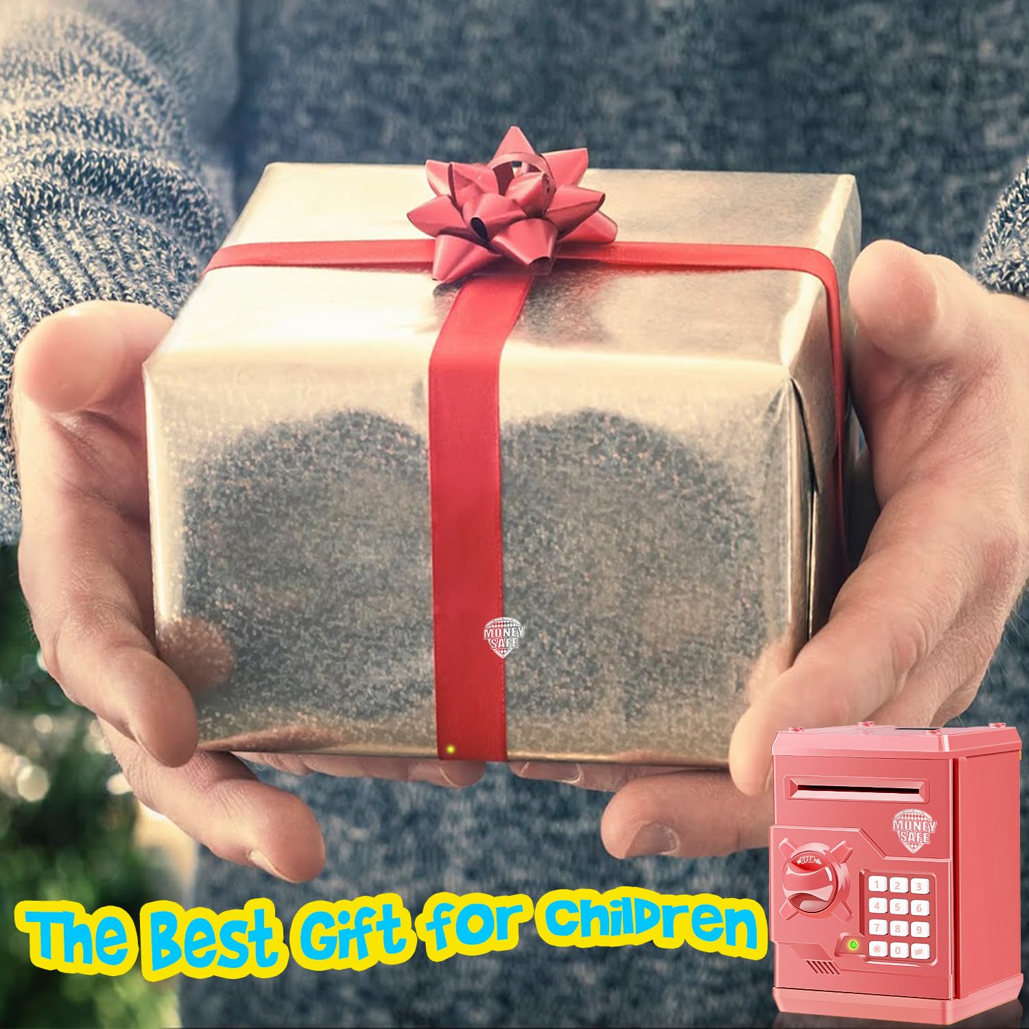 Piggy Bank for Boys Girls, Kids Safe Money Bank for 4 5 6 7 8 9 10 Year Old Girl Boy Birthday Gift,Electronic Password Money Saving Box ATM Safe Bank Toys for Kids (Coral Color)