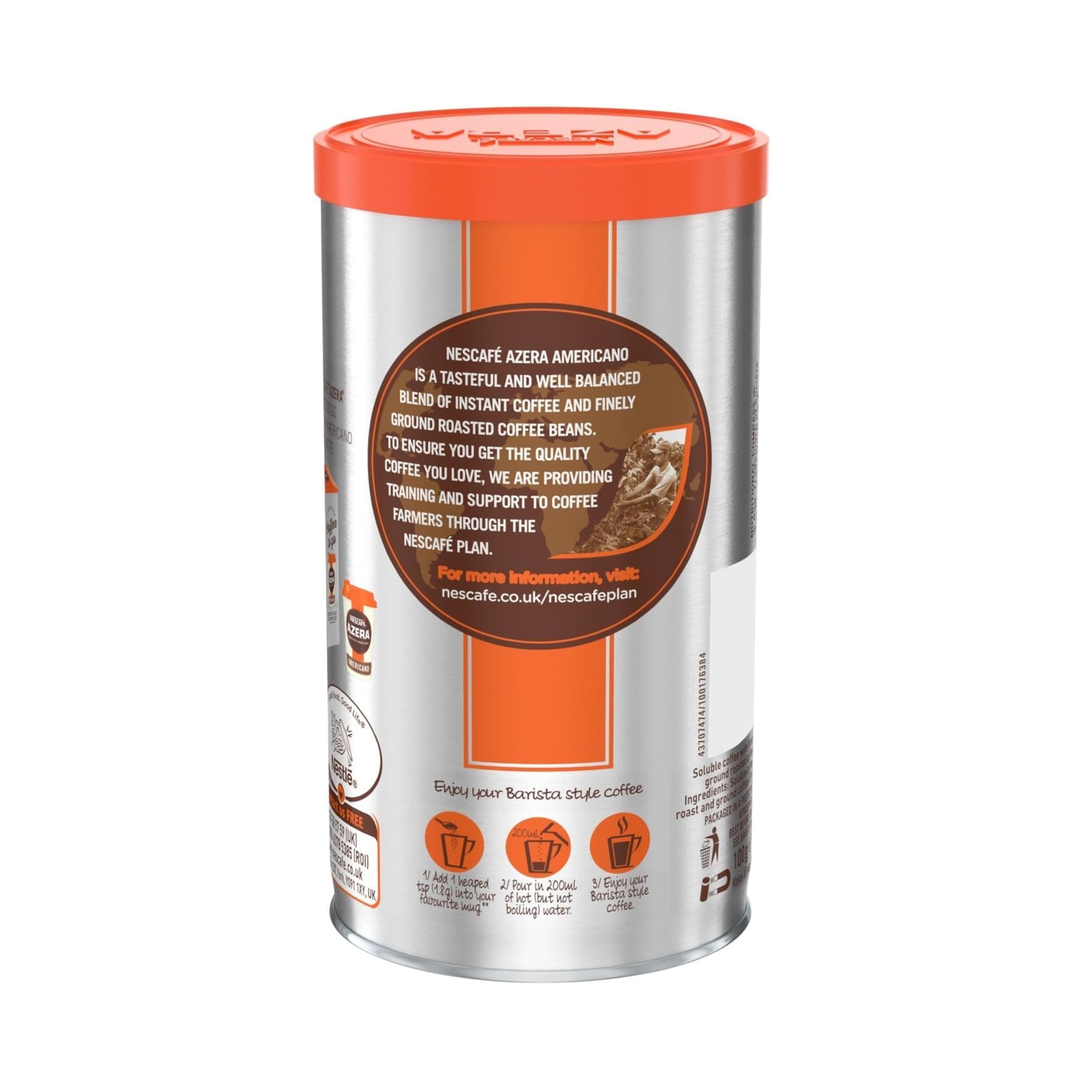 NESCAFÉ AZERA Americano Instant Coffee Tin, 100 g (Pack of 6)