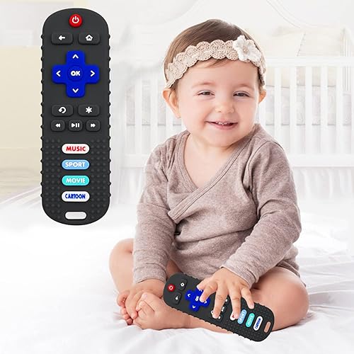 Miniatura 3 de Mordedor remoto de silicona para bebé, juguete de dentición para bebé, juguetes de dentición para bebés (negro)