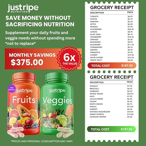 Miniatura 6 de Suplemento de frutas y verduras 90 cápsulas de frutas y 90 verduras Superalimento 100% natural entero Lleno de vitaminas y minerales súper verdes