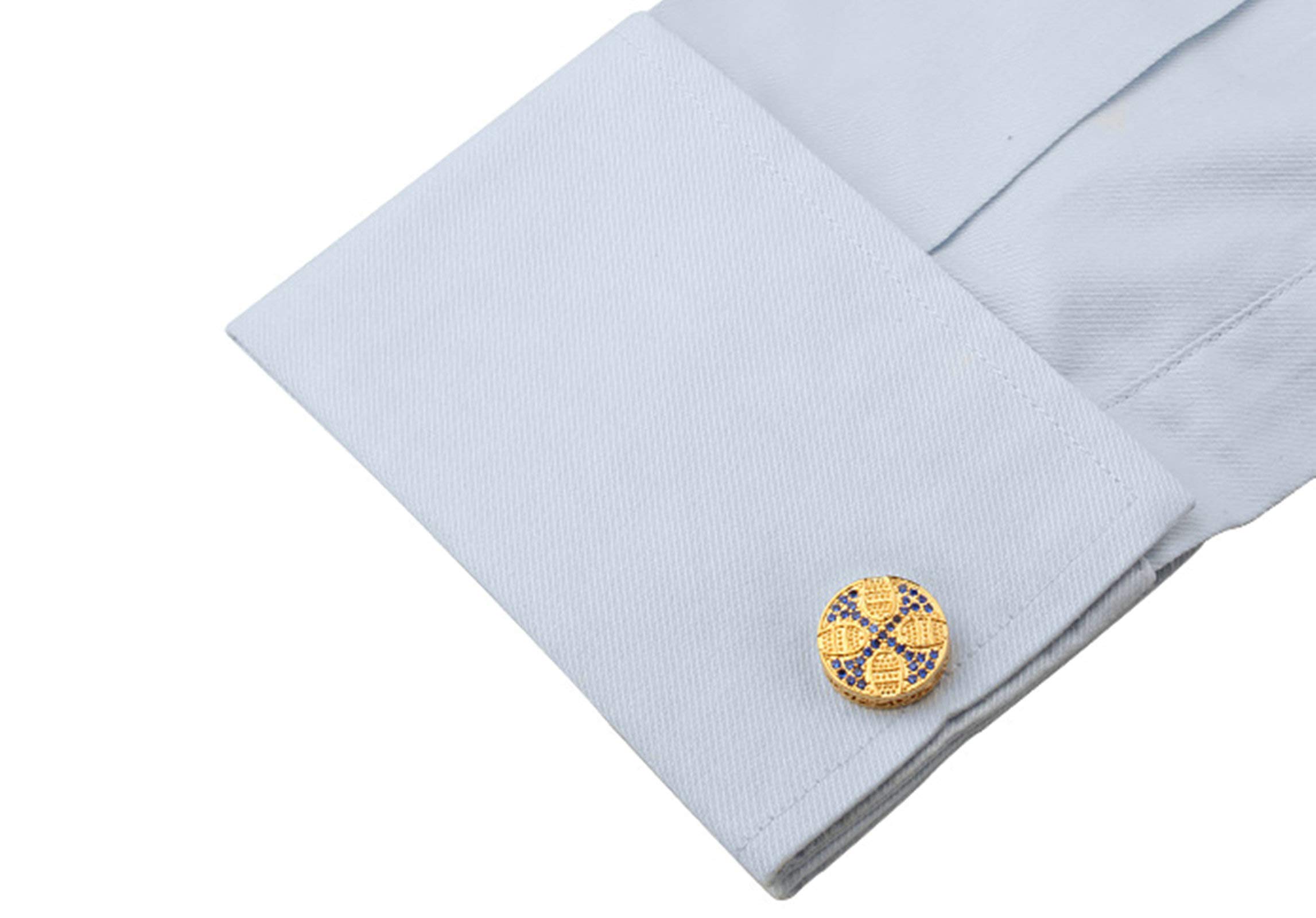 Gemelli Camicia Uomo Oro Gemelli per Matrimonio Rotondo Croce Gemelli Uomo Zirconi Blu Gemelli Camicia Uomo Eleganti