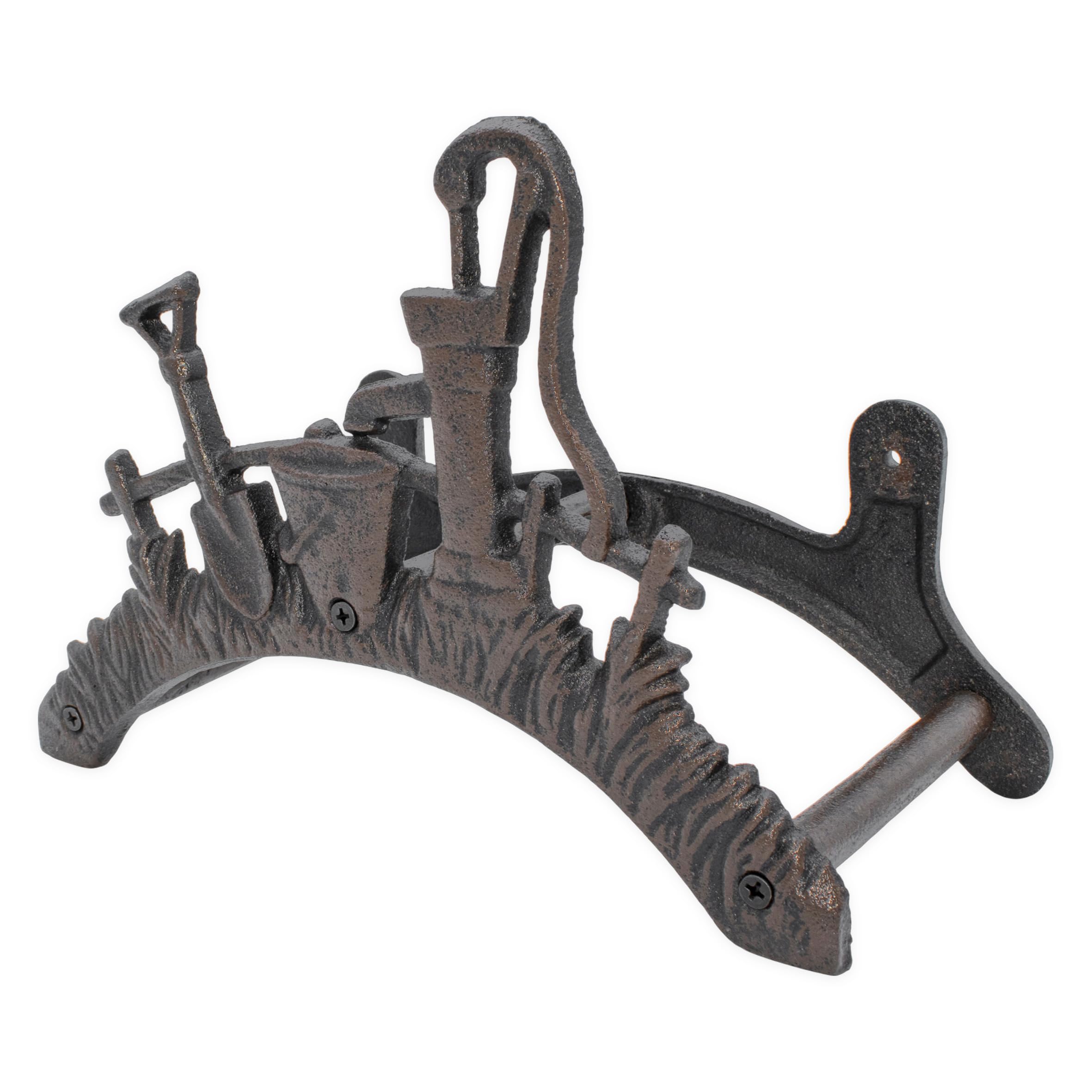Spetebo Support mural pour tuyau d'arrosage en fonte - 29 x 18,5 x 14 cm - Support mural en métal antique