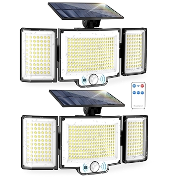 户外太阳能灯 328 LED安全灯 远程控制三模式防晃动感应灯两件套