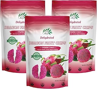 CHAVI Dragon Fruit Chips - Pack of 3 x 2 Oz - Healthy 1 Ingredient Superfood Snack - No Added Sugars or Preservatives - Non-GMO, Vegan, Gluten-Free (Pack of 3)…