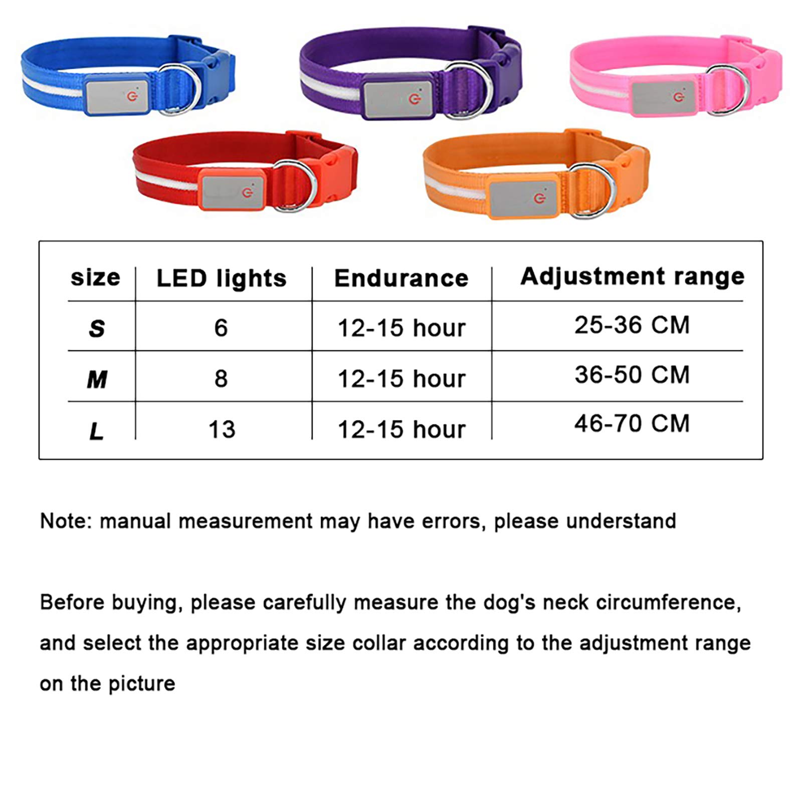 Collier de chien lumineux USB de charge lumineux Anti-Perdu collier de chien Teddy Shepherd Golden Retriever moyen et grand chien imperméable extra longue veille confortable et durable,Bleu,M