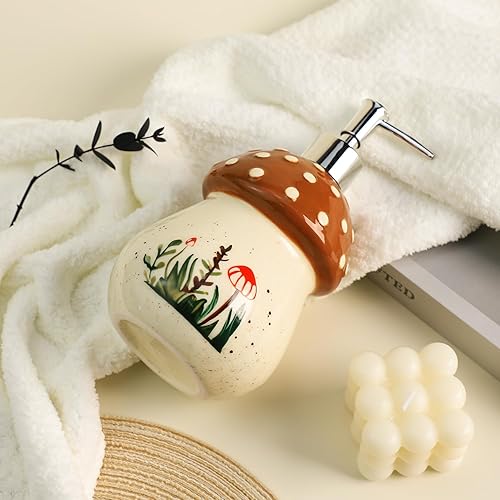 Miniatura 5 de Colias Wing Dispensador de jabón de hongos retro con bomba de plástico, botella de jabón de loción recargable, botella de loción, dispensador de