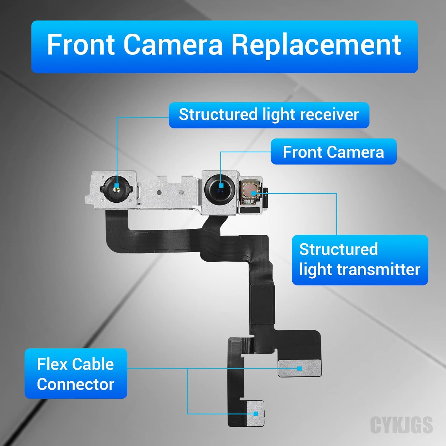 for iPhone 11 Front Camera Replacement OEM New 12MP Face Front Camera Part Facing Lens Module Transmitter Light Receiver Flex Cable Connector Repair Fix Tools Kit for A2111 A2223 A2221