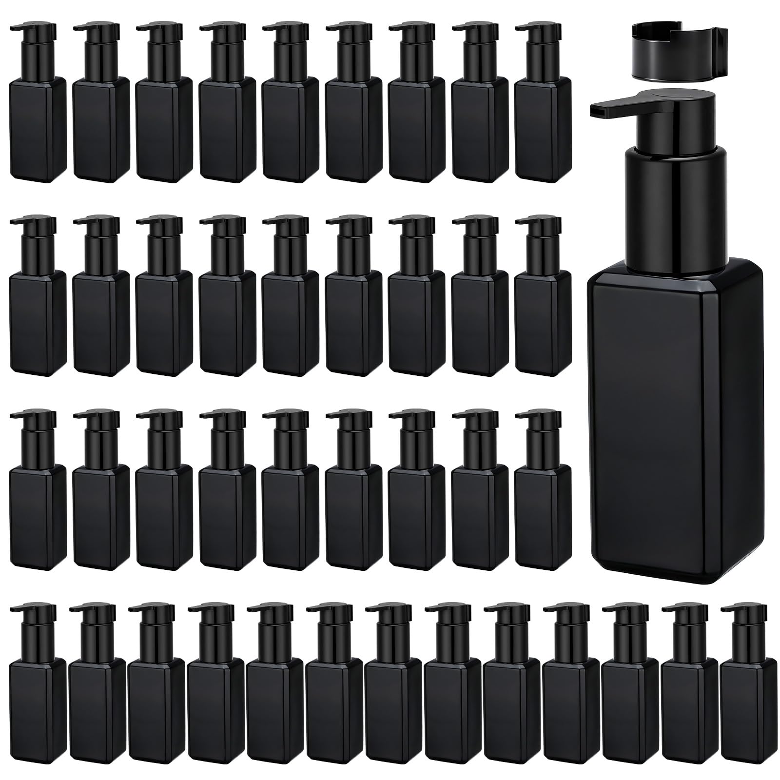 Segbeauty Dispenser quadrato per shampoo e lozioni, 40 pezzi, colore: nero