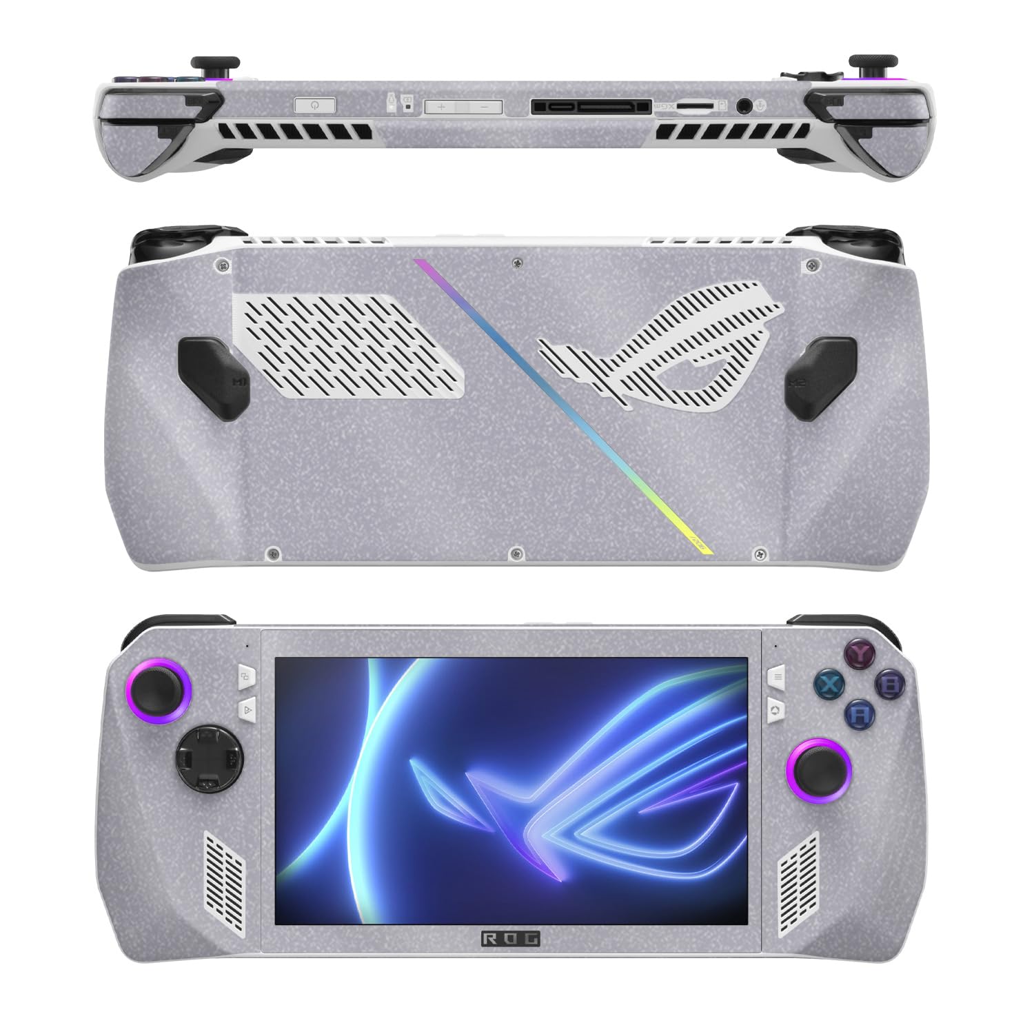 MightySkins Glossy Glitter Skin Compatible with Asus ROG Ally - Solid Gray | Protective, Durable High-Gloss Glitter Finish | Easy to Apply, Remove, and Change Style