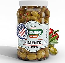 Jersey Pickles – Pimento Stuffed Olives – Olives Stuffed – Hand-Stuffed Gourmet Olives with Premium Fillings for Snacks, Charcuterie & Cocktails (Gallon)