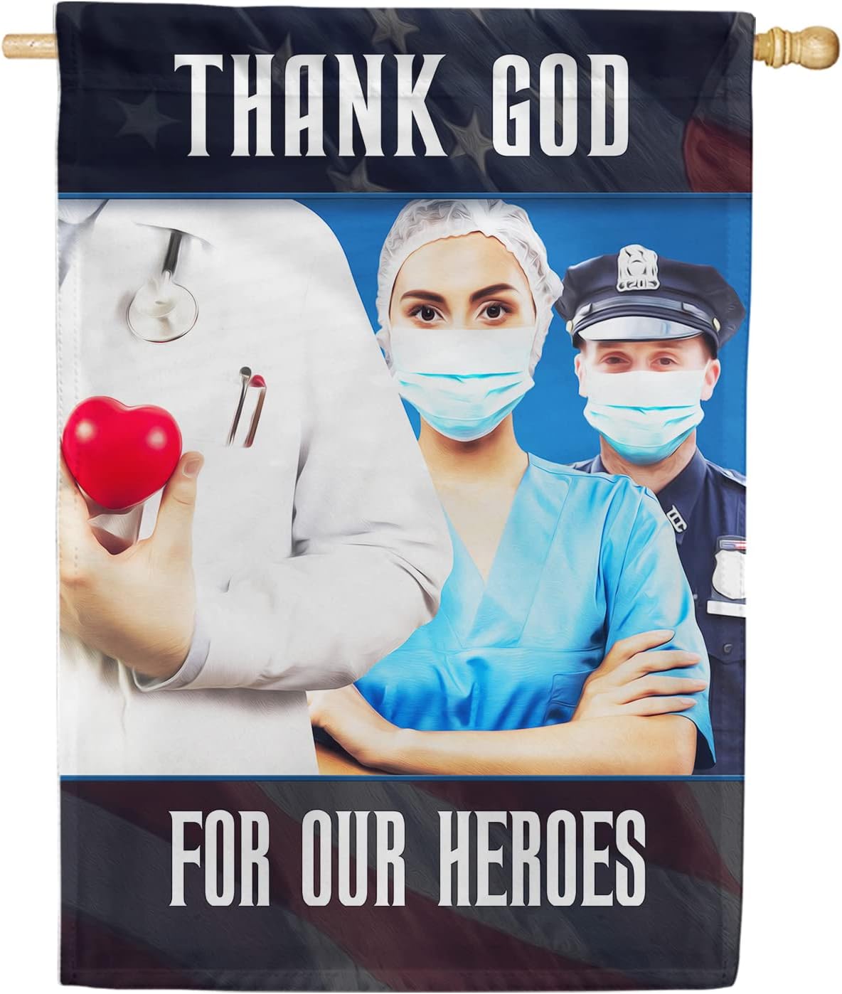 America Forever Flags Double Sided House Flag - Giving Their All For Of Us - 28" x 40", Thank You Healthcare Workers Flag, Seasonal Outdoor Decorative