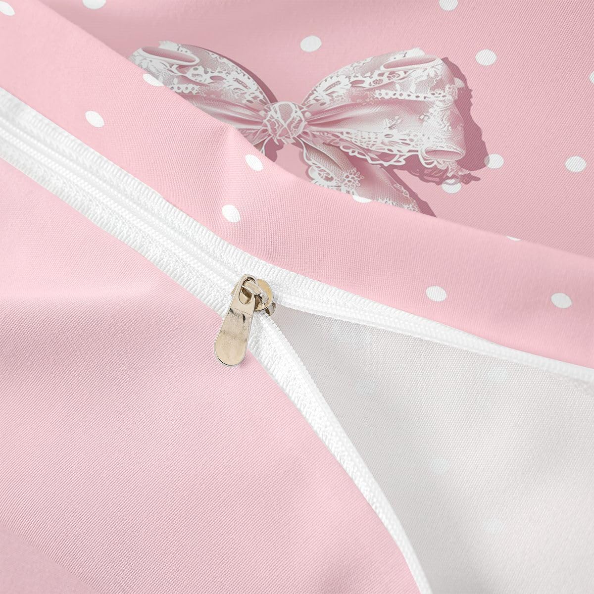 Homewish Y2K koronkowa kokarda podwójna pościel urocza kokarda poszewka na kołdrę zestaw preppy kropki poszewka na kołdrę słodka marzycielska księżniczka estetyczne zestawy łóżek