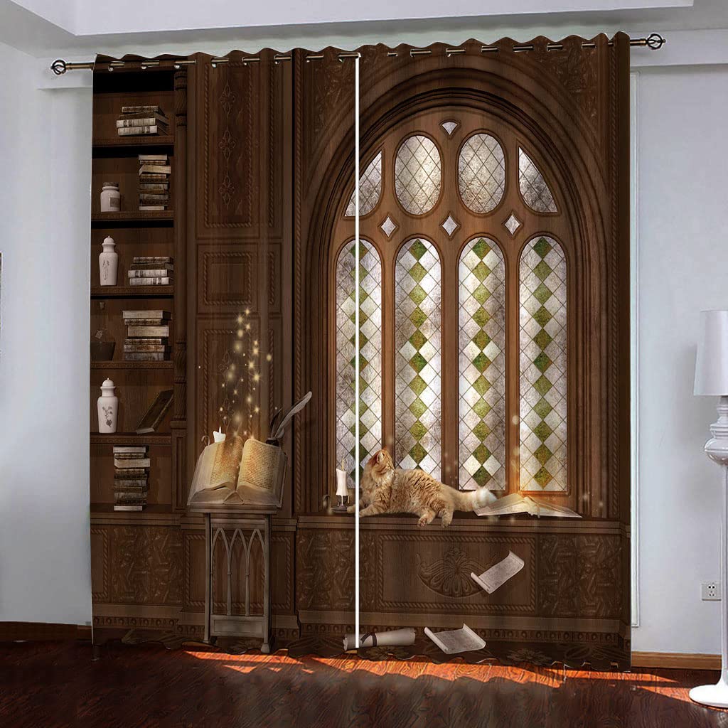 Rideaux occultants thermiques contre le froid | Rideaux opaques 3D de salon 140 x 270 cm
