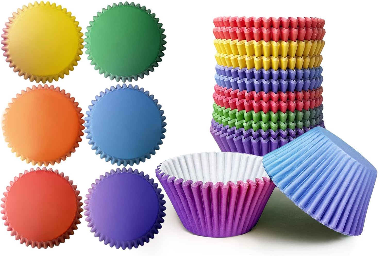 qiqee Jumbo Cupcake Liners 300PCS Gradient Cupcake Cups 6