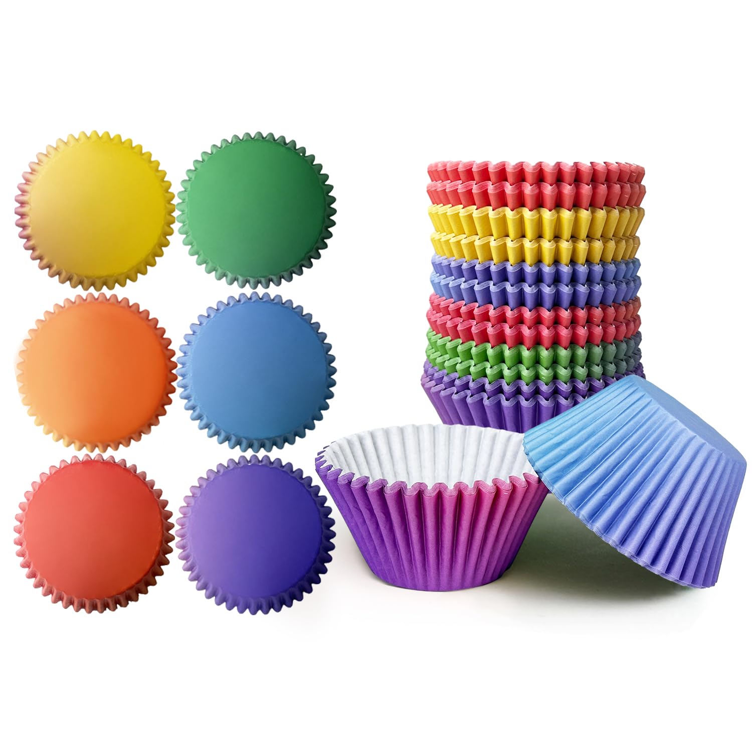 300PCS Gradient Cupcake Liners Jumbo Cupcake Cups 6 Designs Cupcake Papers Baking Cups Cupcake Wrappers (Large Size) qiqee