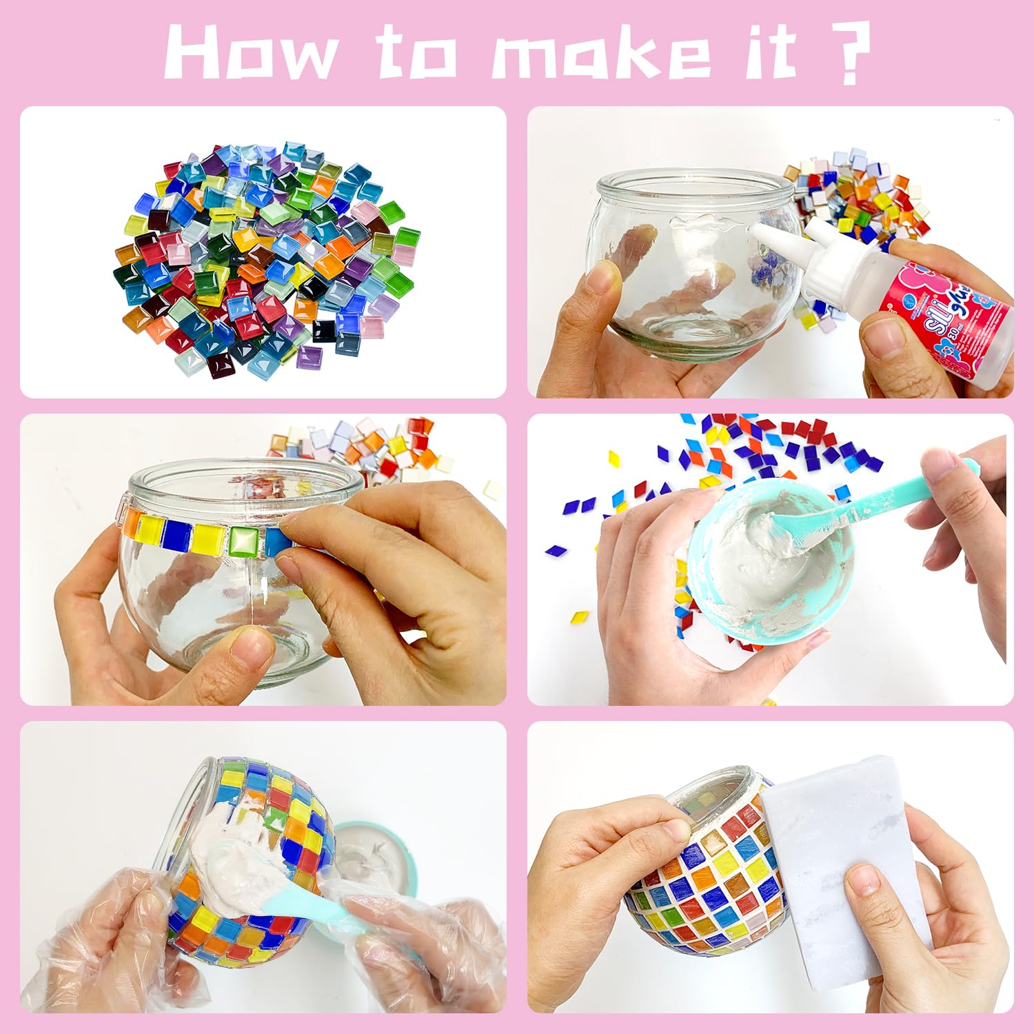 Kit Mosaïque Bricolage Porte-Bougie – Loisirs Créatifs Adultes & Enfants – Activité Manuelle Relaxante – Idéal Cadeau Anniversaire Ou Noël