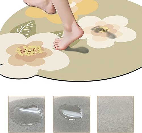 Miniatura 5 de ABREEZE Esterilla de meditación de flores grandes irregulares antideslizante redonda Pilates Yoga Mat de goma natural con superficie de gamuza