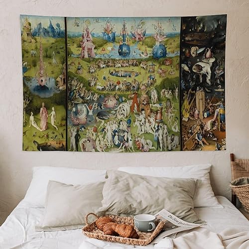 Miniatura 7 de Hieronymus Bosch Hieronymus Tapiz de pintura de fama mundial, tapiz de poliéster para decoración del hogar, dormitorio, decoración moderna, tapices