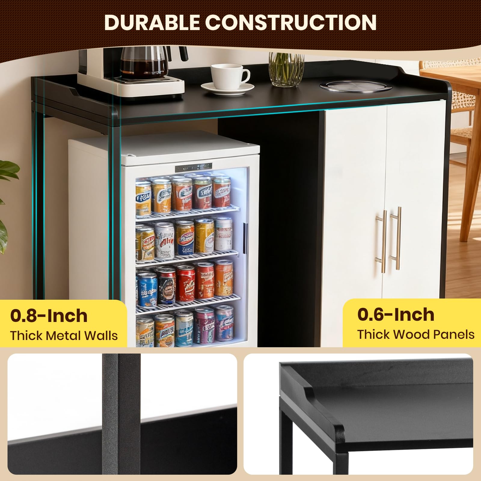 Amazon.com: TooCust Coffee Bar with Trash Can Storage, Coffee
