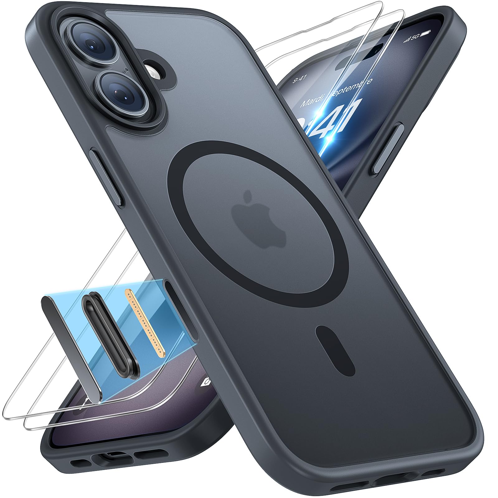 Miracase for iPhone 17 Pro Max Case with MagSafe [with 9H+Screen Protector] Military-Grade Protection Shockproof Scratch-Resistant with Velvet Touch for iPhone 17 Pro Max Cover 6.9", Matte-Deep-Blue — view 21