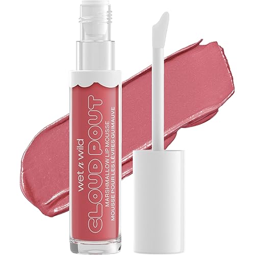 wet n wild Lip Cream Cloud Pout Marshmallow Matte Liquid Lipstick, Lip Mousse, Red Madness, Marshmallow Flavored