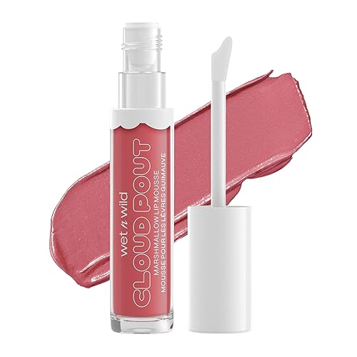 wet n wild Lip Cream Cloud Pout Marshmallow - Lápiz labial líquido mate, mousse de labios, Red Madness, sabor malvavisco