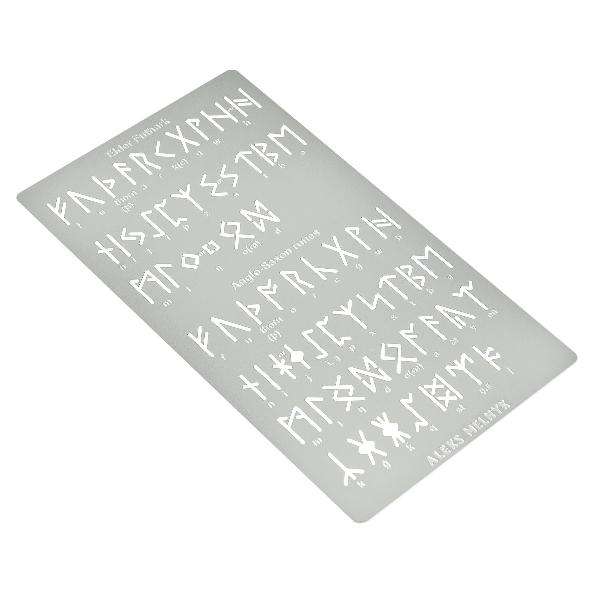 Aleks Melnyk No.409 Metal Stencil, Elder Futhark, Anglo-Saxon Runes 0.5in, Ancient Alphabet, Sigil Magic Alphabet Stencil - Image 2