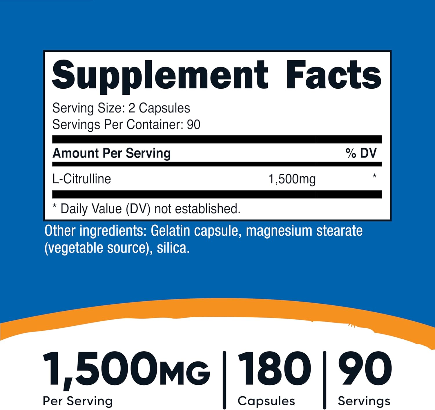 Nutricost L-Citrulline 1500mg, 180 Capsules - 750mg Per Capsule, Gluten Free, Non-GMO, Packaging May Vary - Image 2
