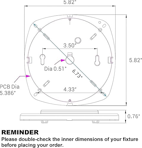 Miniatura 5 de Tamaño PCB de 4 pulgadas, tamaño total de 5.39 pulgadas, 17 W, CCT seleccionable de 27 K a 50 K, 120 V, CRI80, motor de luz LED regulable, kit de