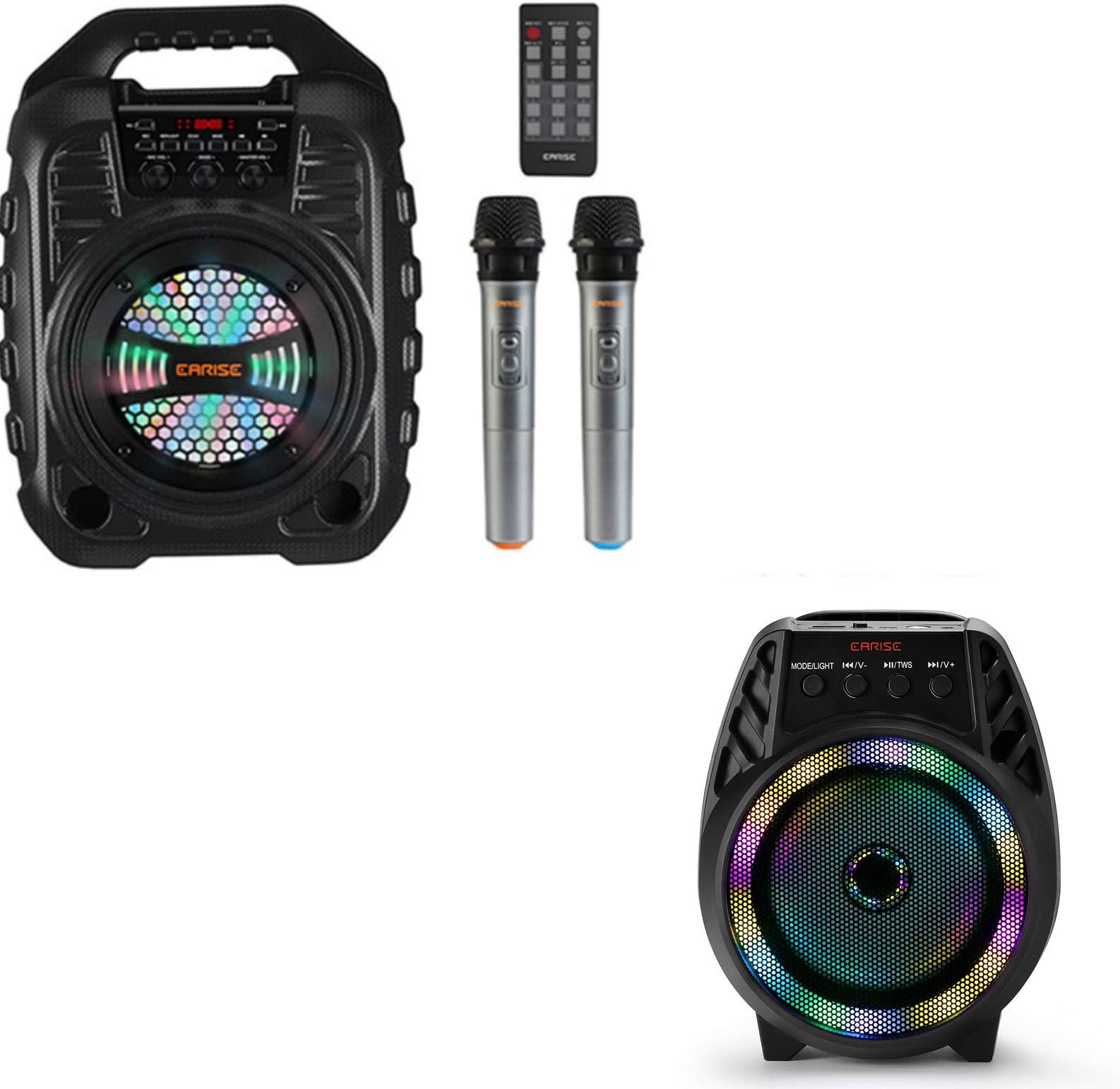 EARISE T26 Pro Karaoke Machine with 2 Wireless Microphones + D51 Bluetooth Speaker with RGB Lights