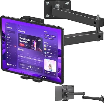 Mippko Foldable Wall Mount iPad Holder Tablet Mount Stand,360 Adjustable Tablet Holder,2-Stage Extendable Articulating Aluminum Alloy Arm,Compatible with 4.712.9" iPad/Nexus/e-Reader/Switch/iPhone