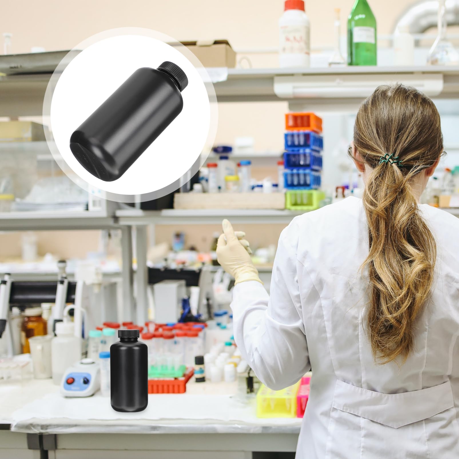 Mobestech 4 Piezas Frasco De Sombra De Boca Estrecha Contenedor De Reactivos De Laboratorio Botellas De Muestra De Agua Botellas De Almacenamiento De Boca Ancha Con Cubierta Botella Redonda
