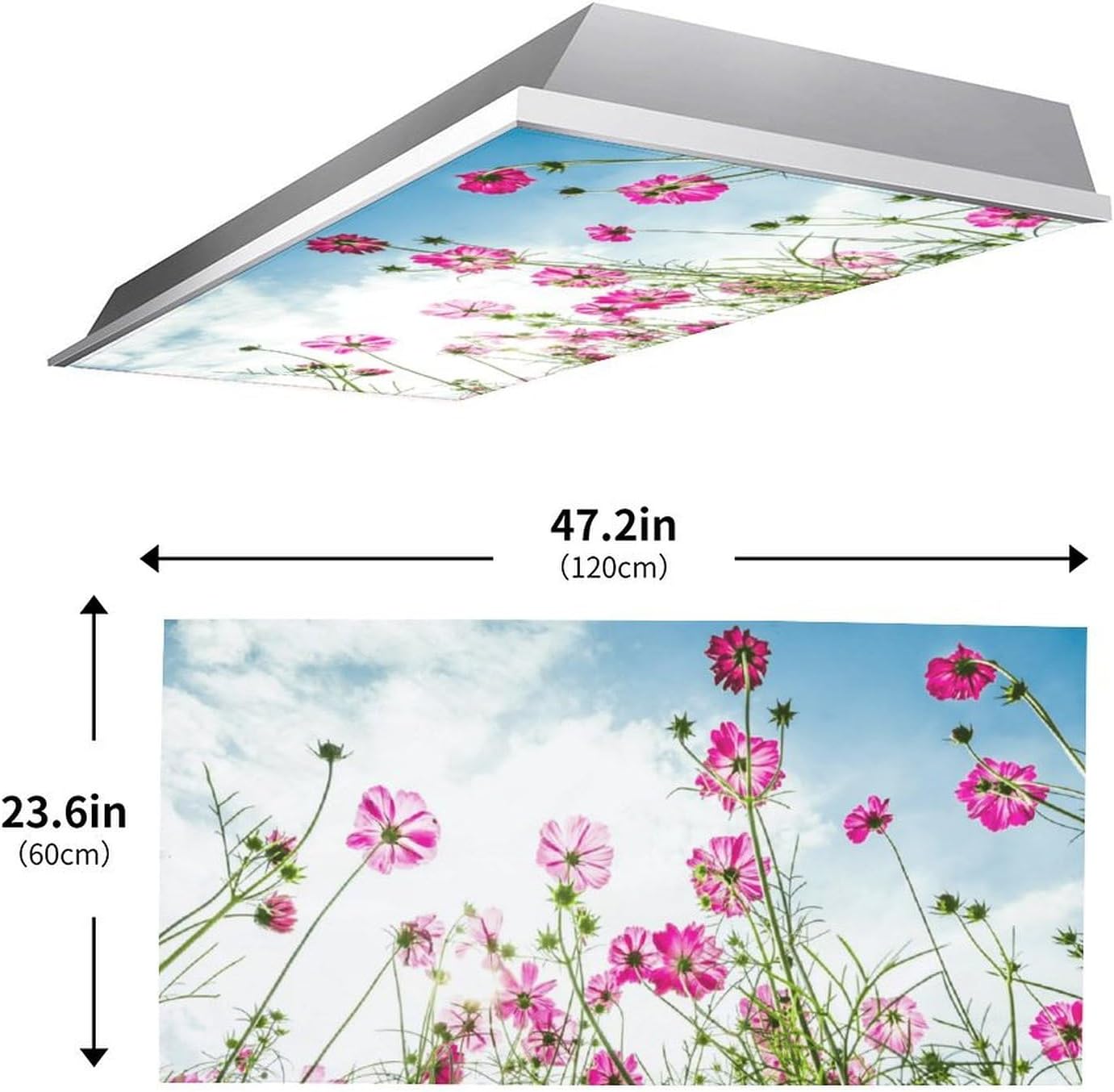 2PCS Fluorescent Light Covers for Classroom Ceiling Lights Magnetic Light Covers,Fluorescent Light Filters for School Home Office Drop Ceiling Lamp Decor Light Filters（Flower）