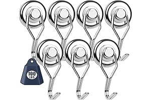 DIYMAG Swivel Swing Powerhouse Magnetic Hooks 100 Lb. Hold Capacity (7 Pack)...